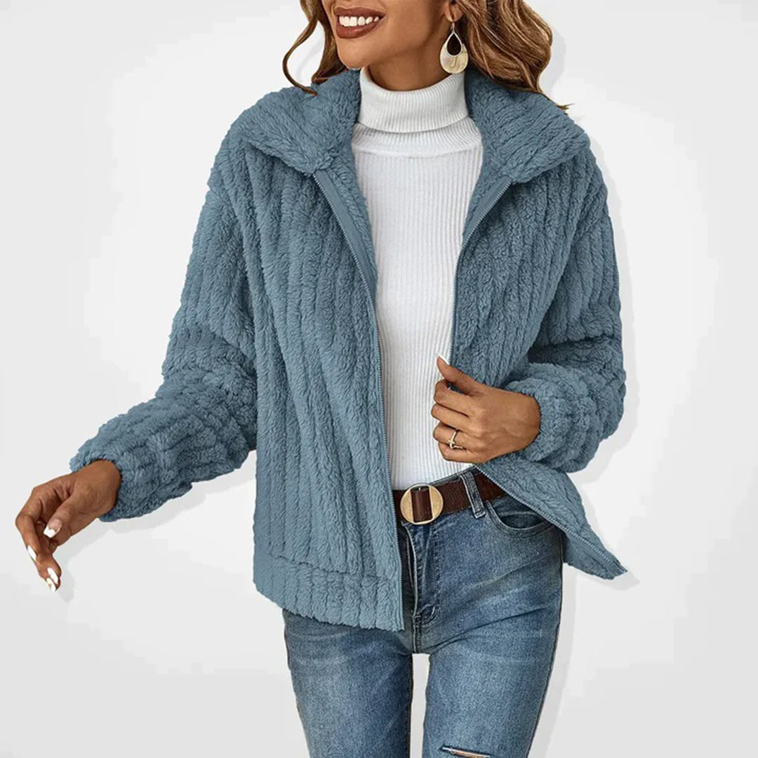 Chaqueta polar de mujer, forrada, con cremallera y cálida