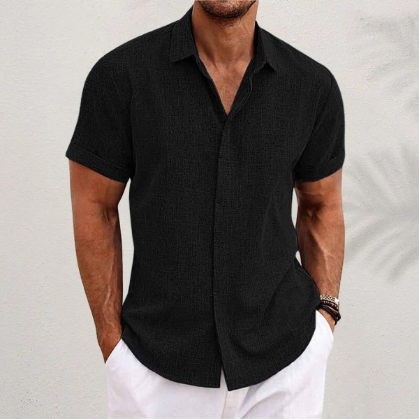 Chemise en lin pour homme à manches courtes et coupe aérée