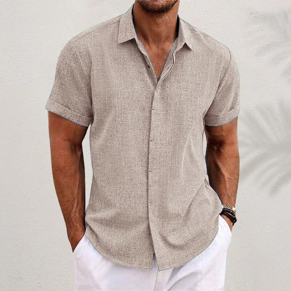 Chemise en lin pour homme à manches courtes et coupe aérée