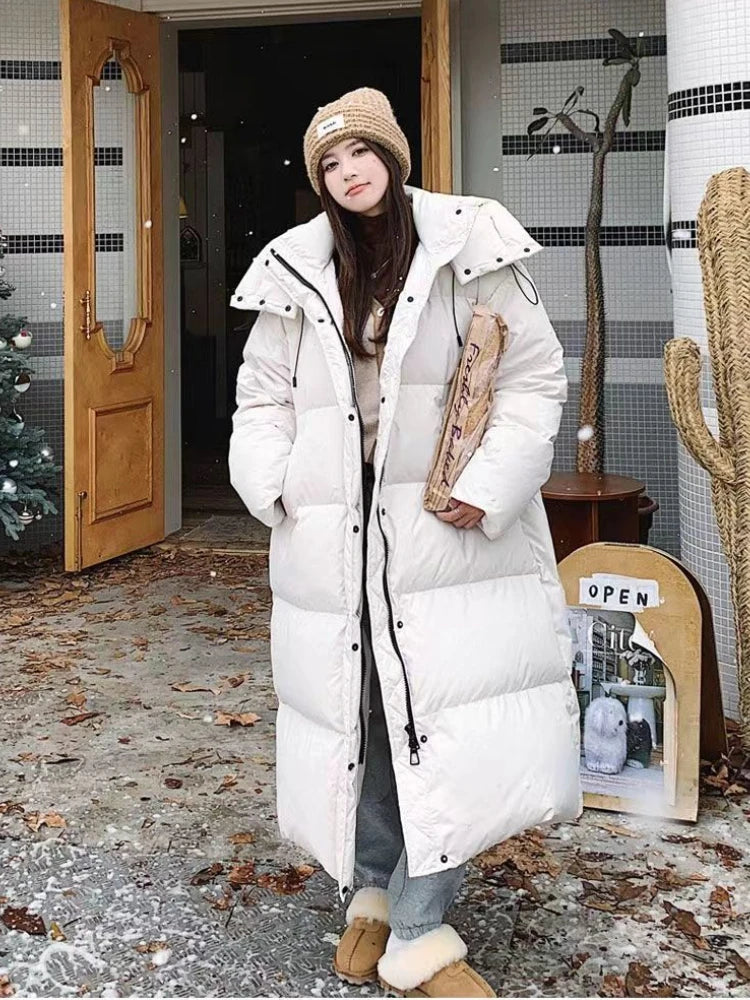 Long Padded Puffer Jacket for Women with Hood – Winter