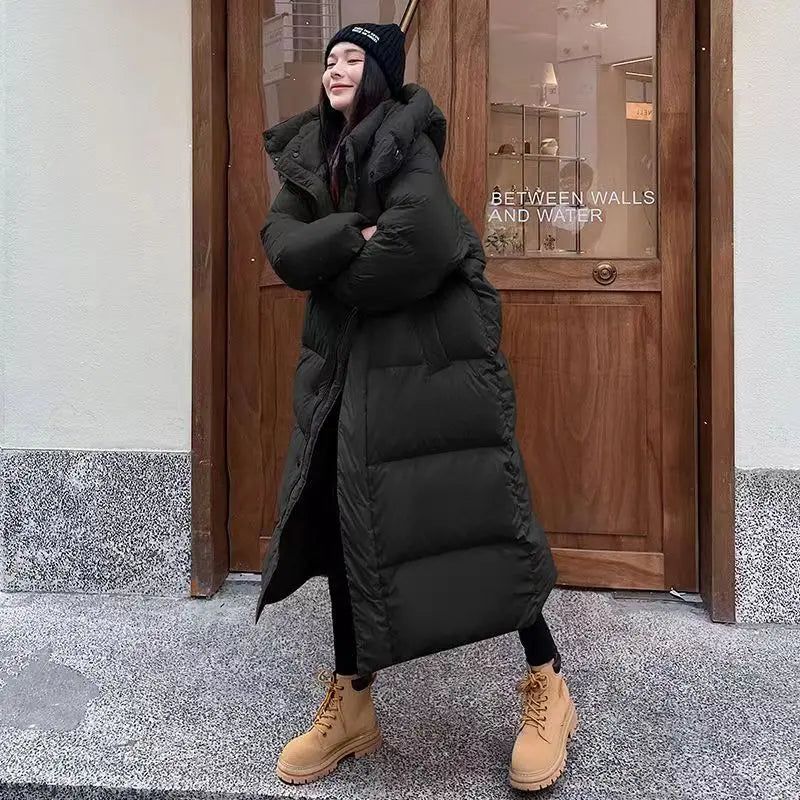 Long Padded Puffer Jacket for Women with Hood – Winter
