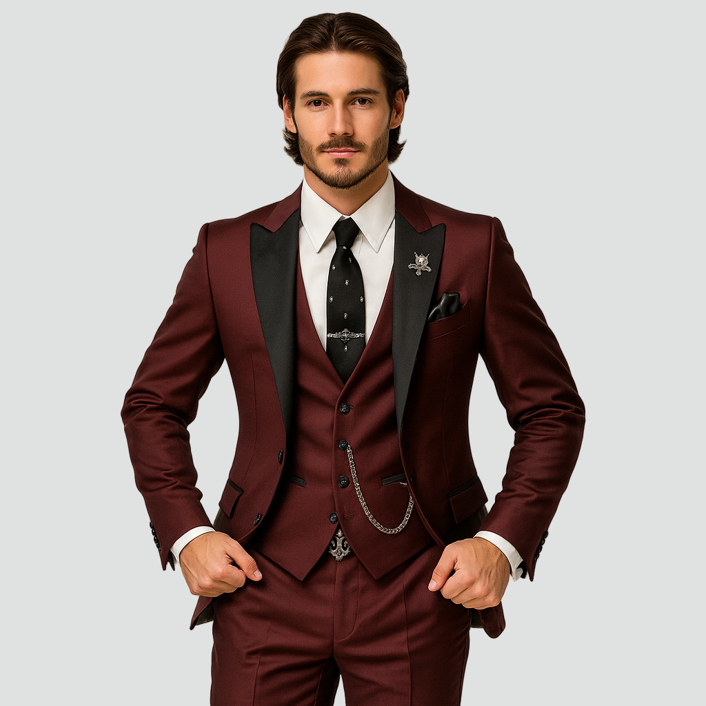 3 Delig Pak Heren Slim Fit Gilet Satijnen Revers Bruiloft