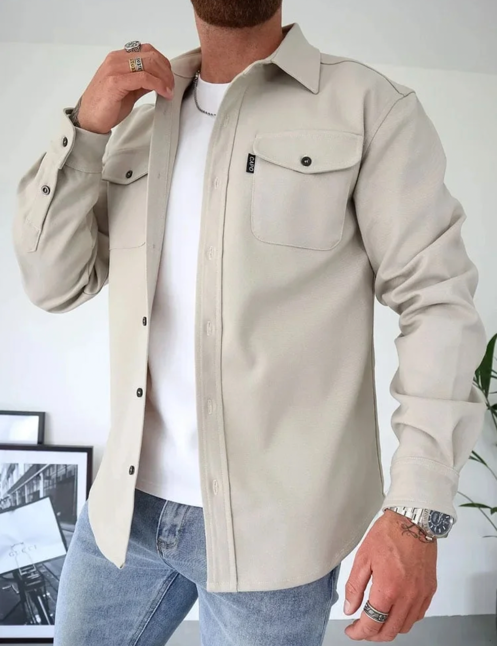 Surchemise homme élégante avec poches poitrine pratiques