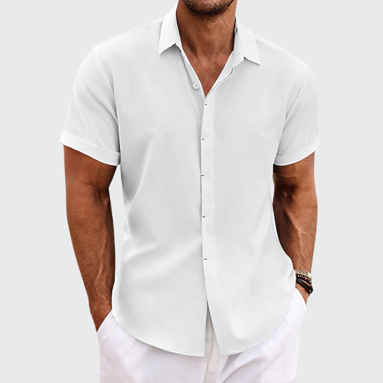 Chemise en lin pour homme à manches courtes et coupe aérée
