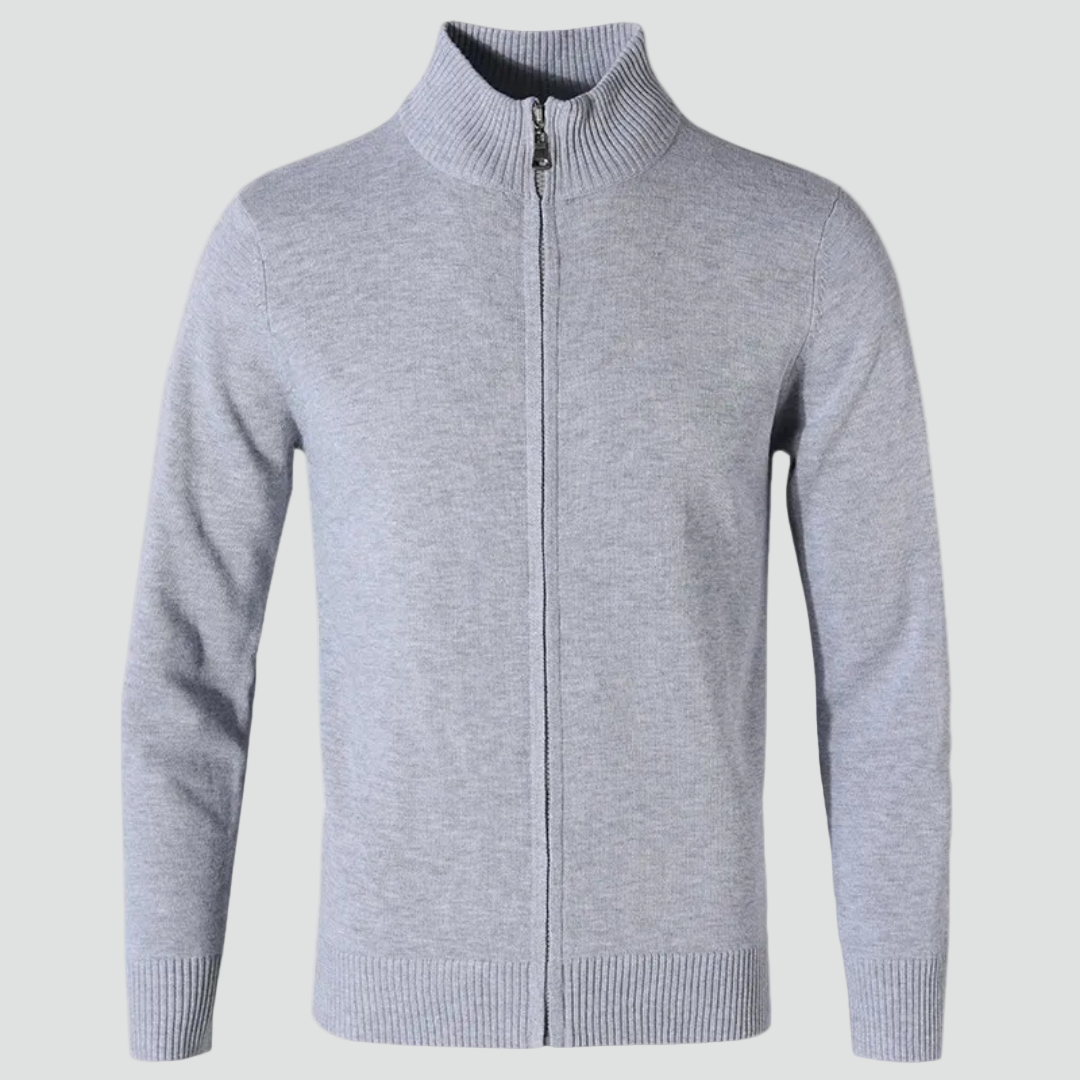Men’s Knitted Vest Zipper High Collar Ribbed