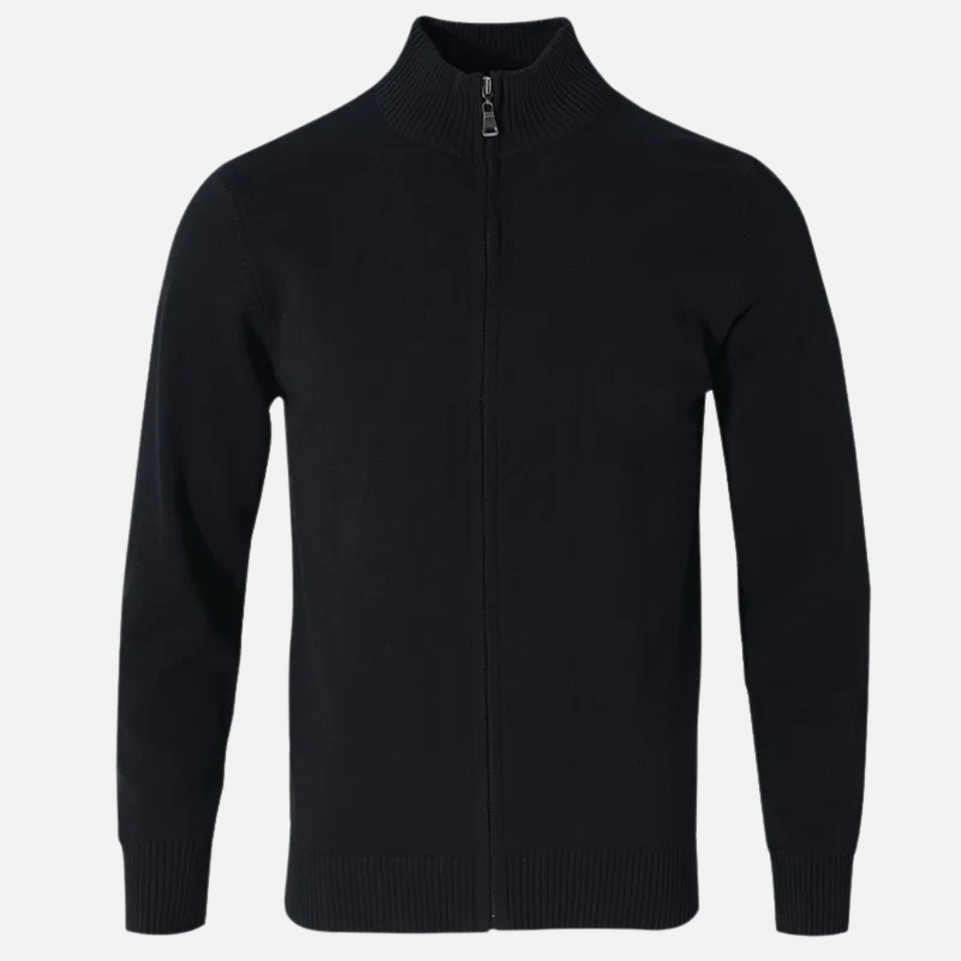 Men’s Knitted Vest Zipper High Collar Ribbed