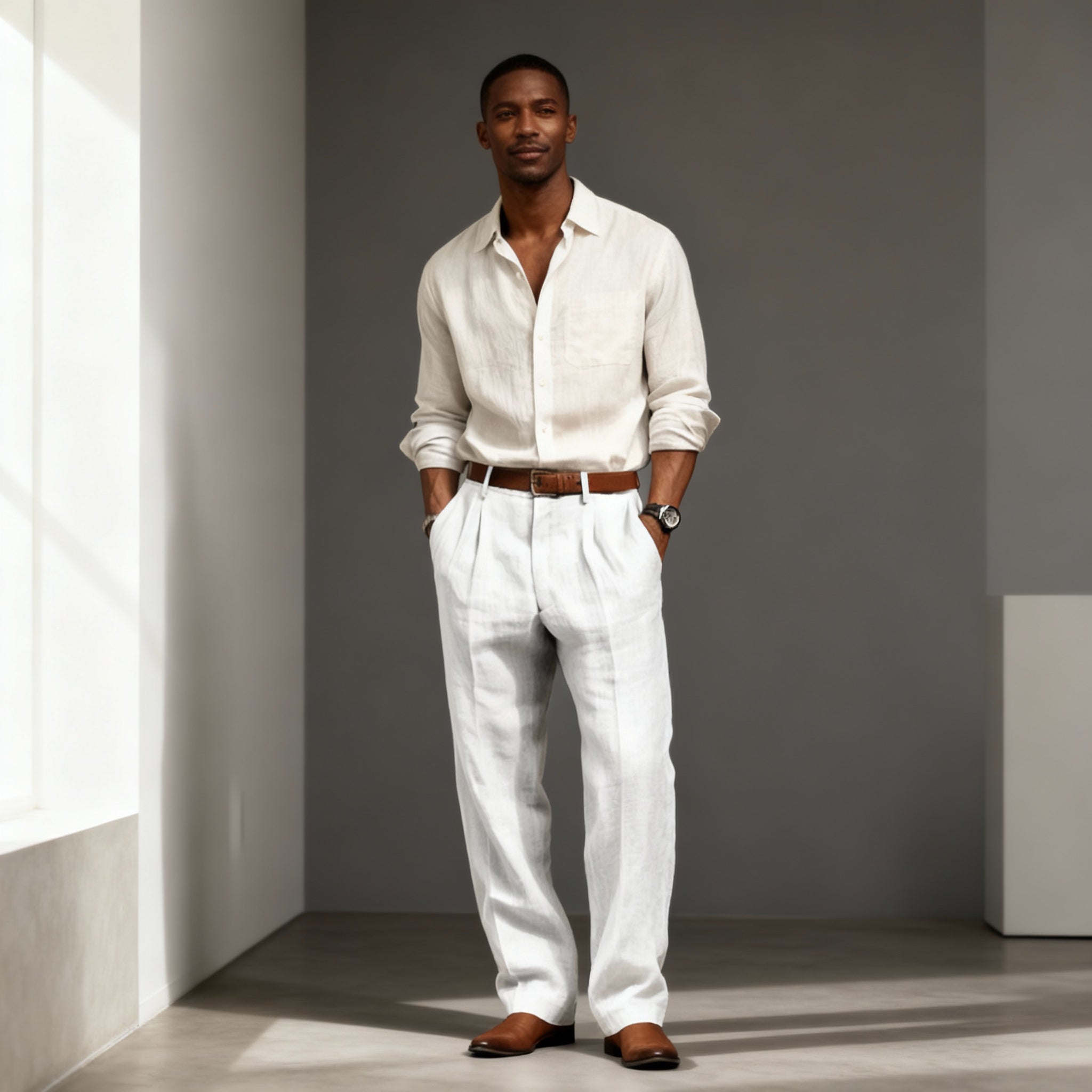 Pantalon en lin homme coupe droite confort