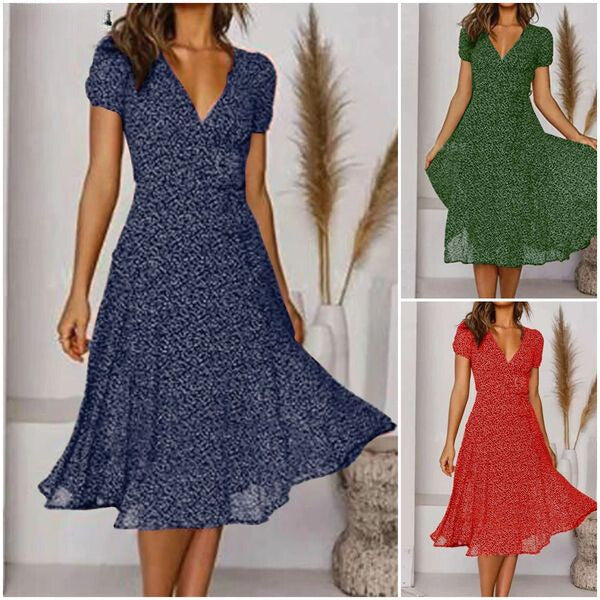 Rochie linie A damă decolteu în V lejeră casual