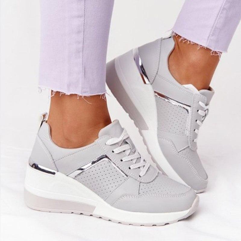 Dames Sleehak Sneakers Met Platform Zool En Veters