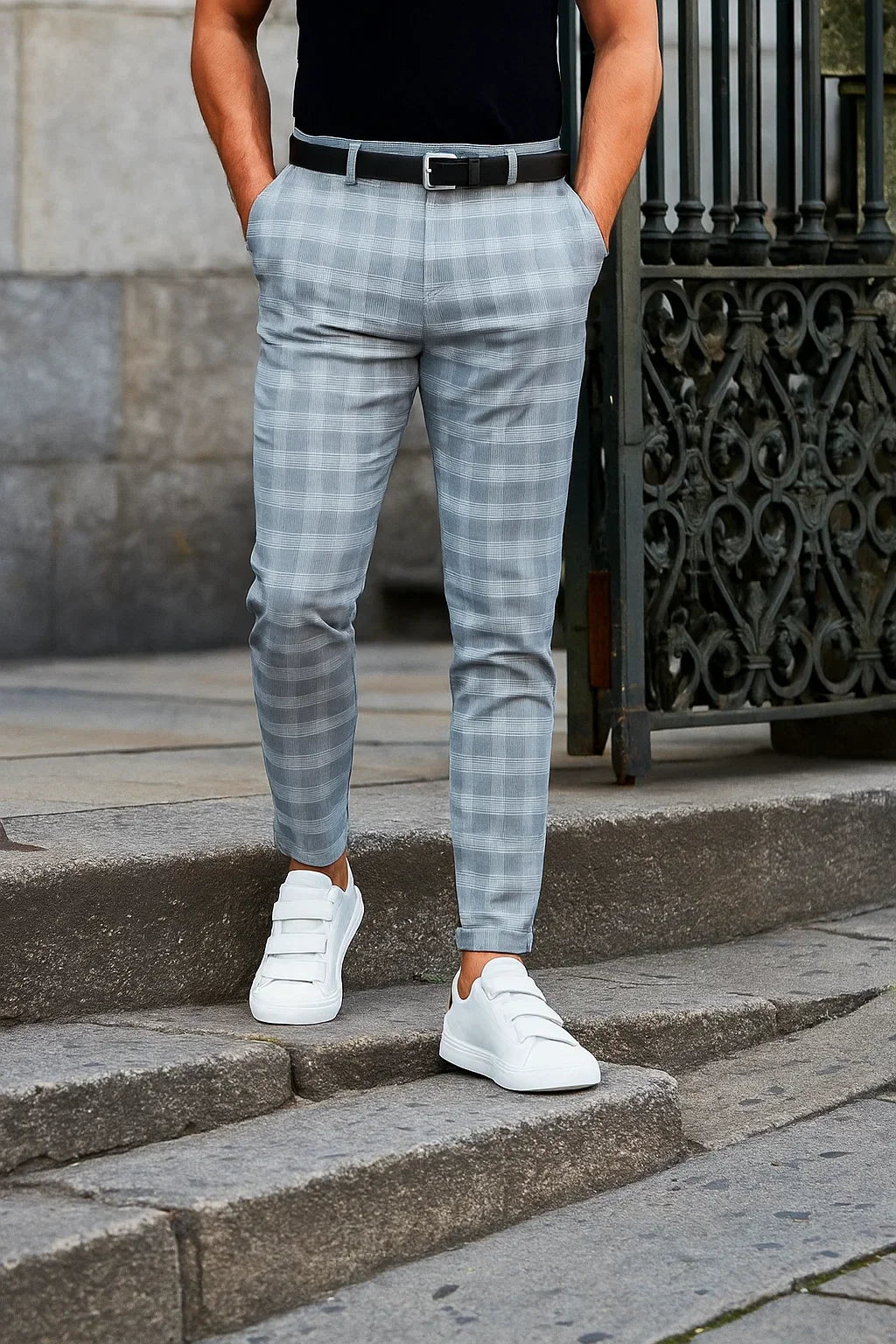 Heren ternede bukser med slim fit og stretch