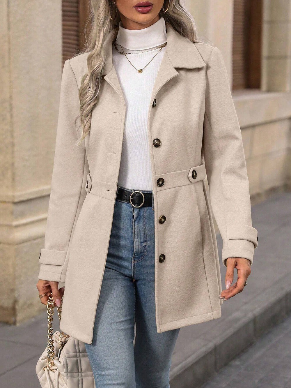 Trench-Coat d'Été Femme Ceinturé Coupe Cintrée Mi-Saison