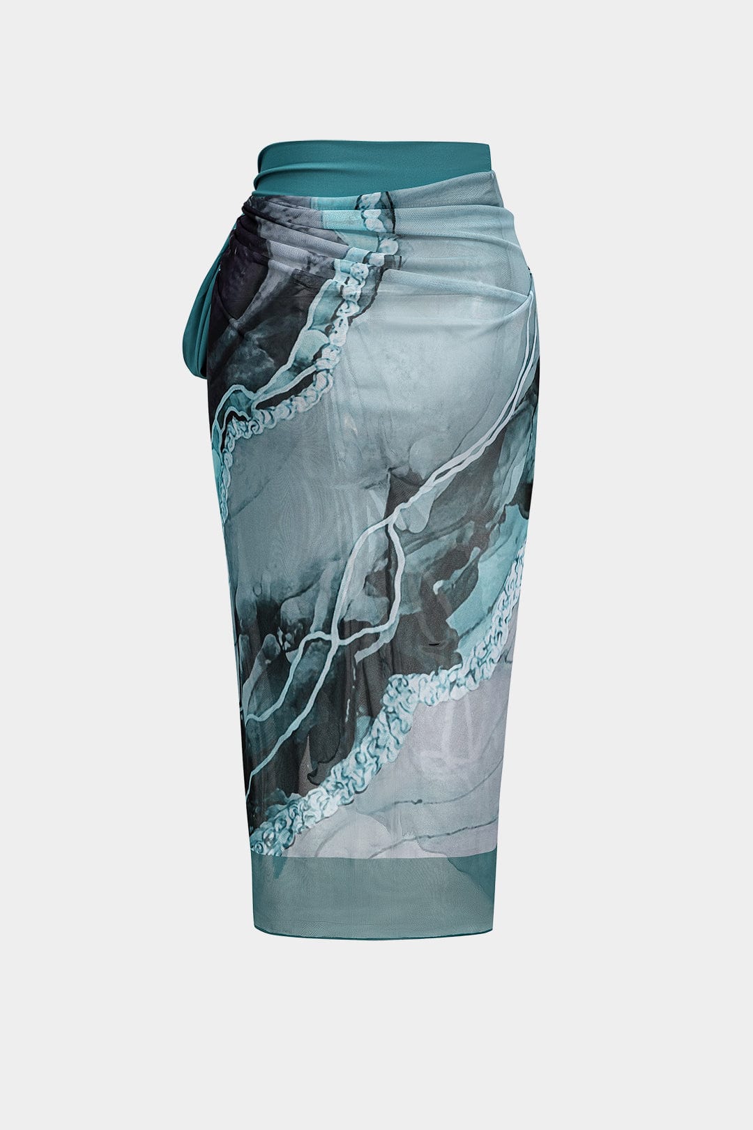 Badeanzug Set Damen Mit Pareo Abstrakter Print Schleifenbänder