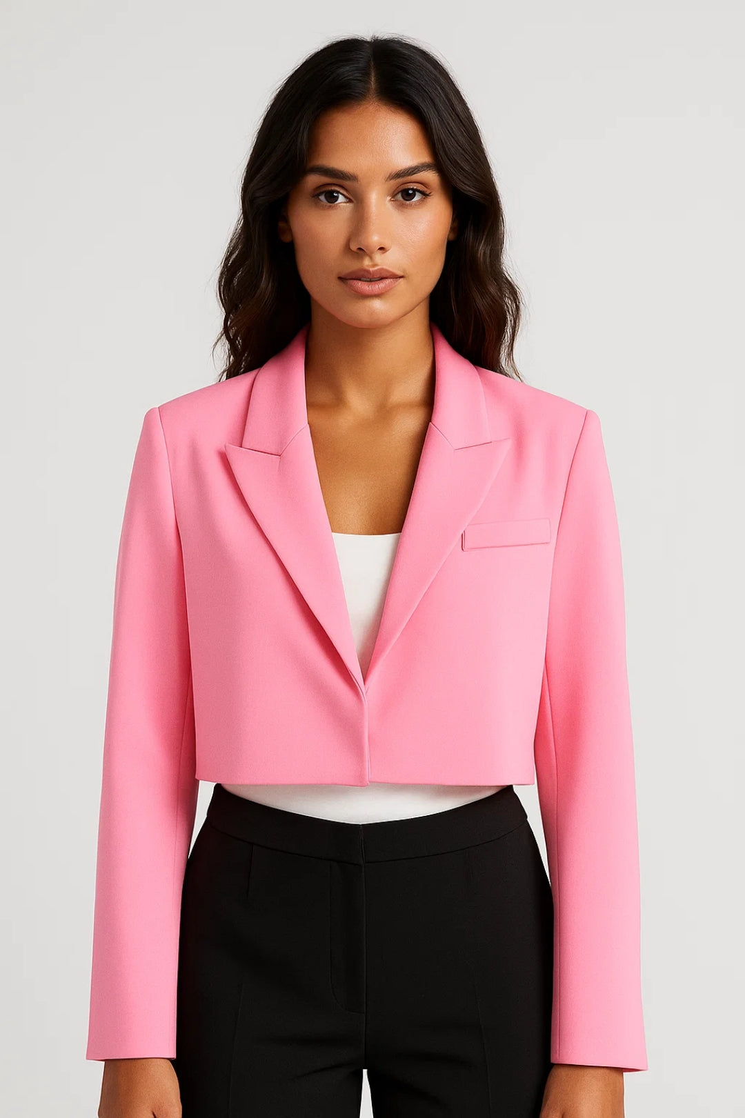 Sacou Damă Cropped Rever Guler Croială Mulată Casual Formal