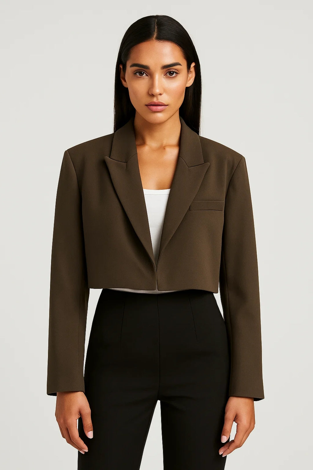 Blazer dame cropped reverskrave taljeret afslappet formel