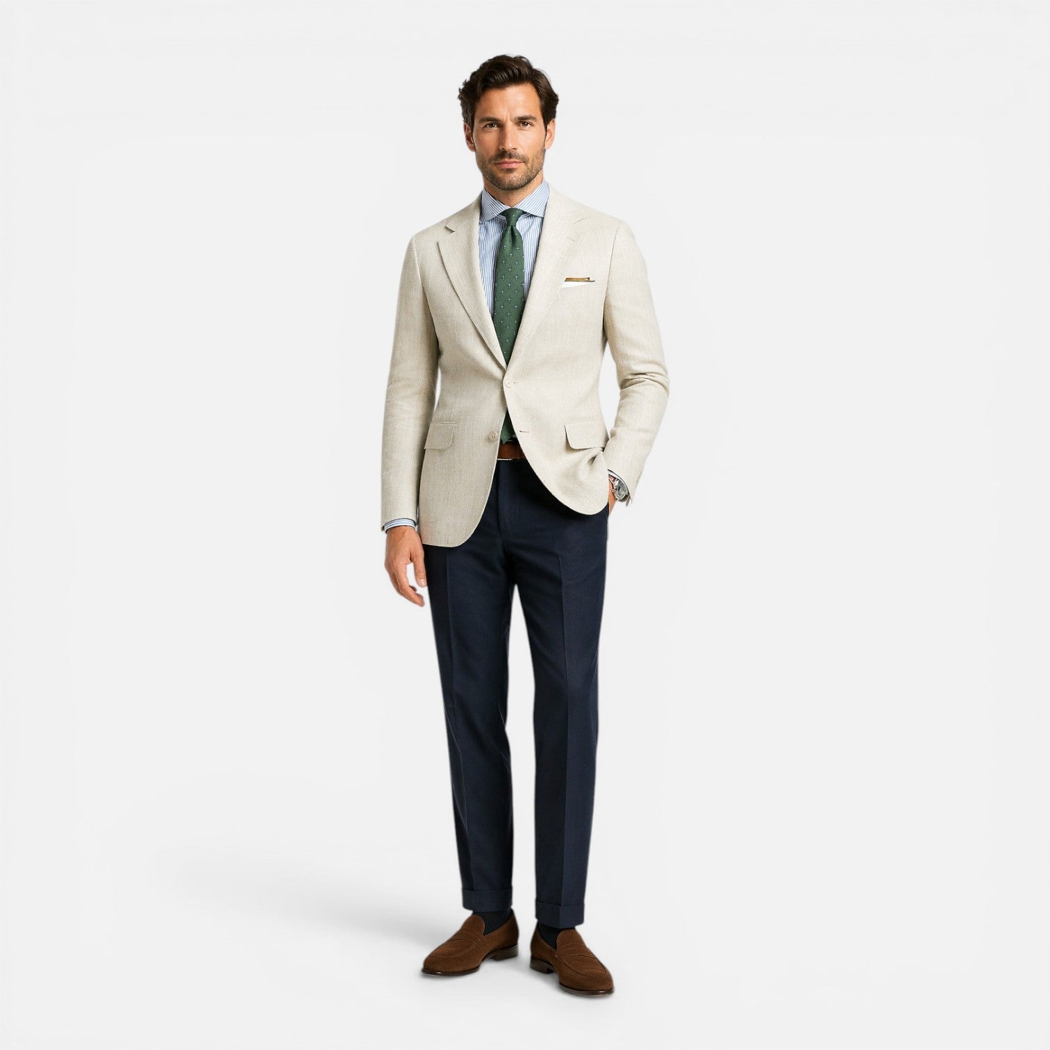 Blazer pentru bărbați slim fit din in, smart casual vară