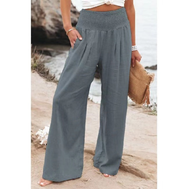 Bukser til kvinder High Waist Vide ben Komfortabel Sommer