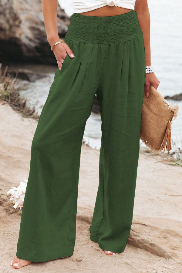 Bukser til kvinder High Waist Vide ben Komfortabel Sommer