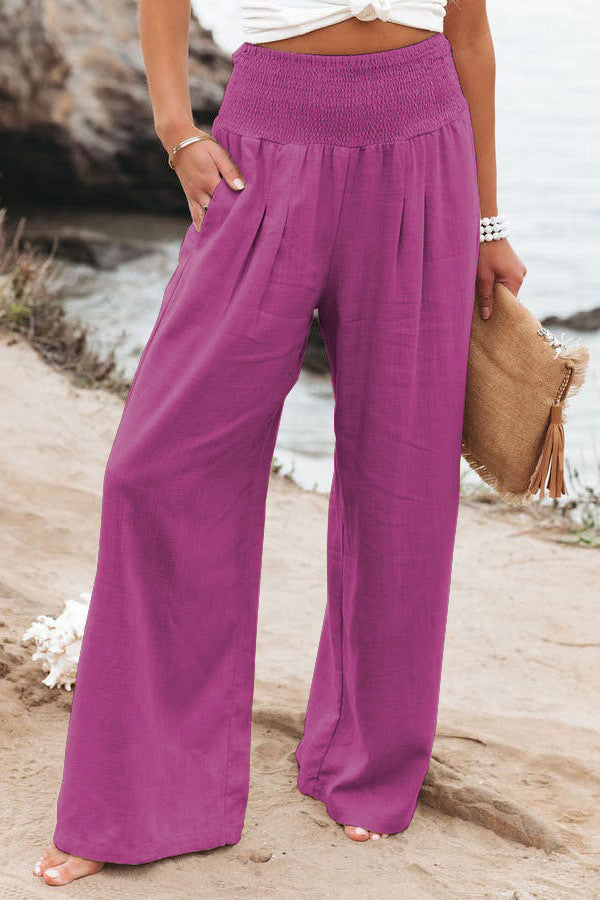 Bukser til kvinder High Waist Vide ben Komfortabel Sommer