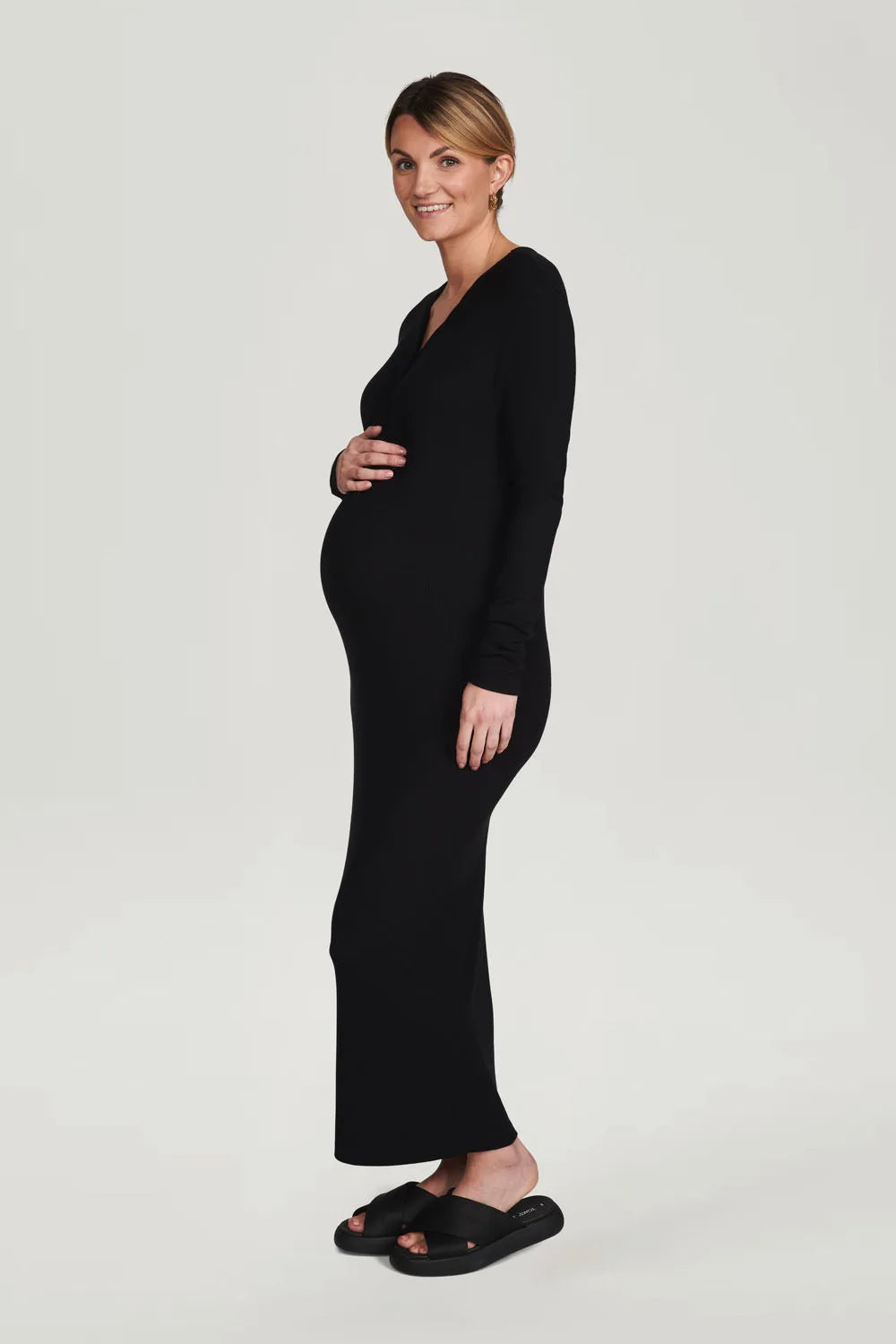 Maxi kjole til gravide damer V-hals elegant casual sommer