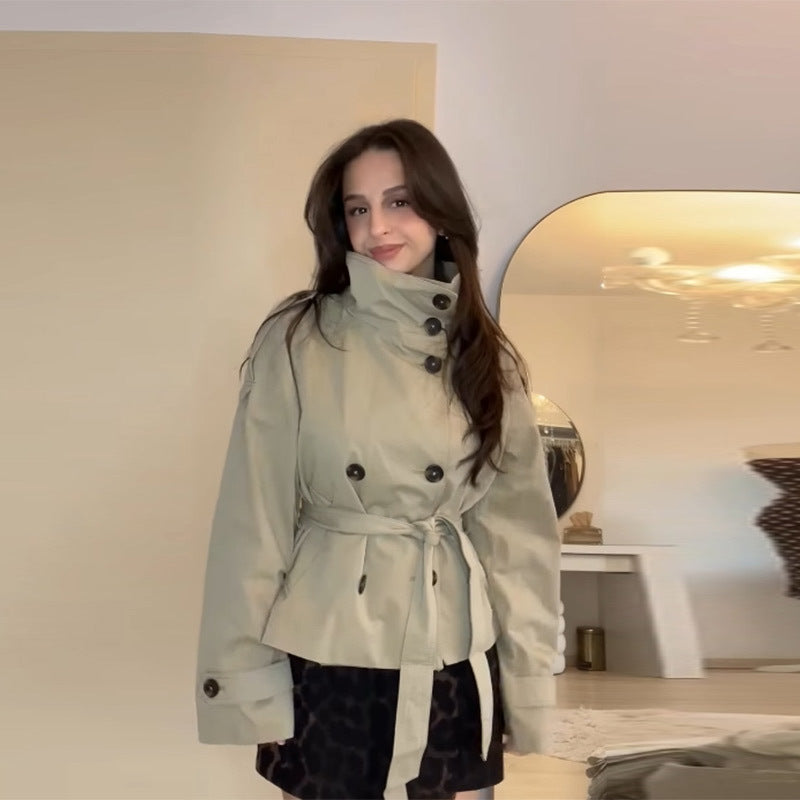 Trenchcoat γυναικείο εφαρμοστό, κομψός γιακάς, casual άνοιξη φθινόπωρο