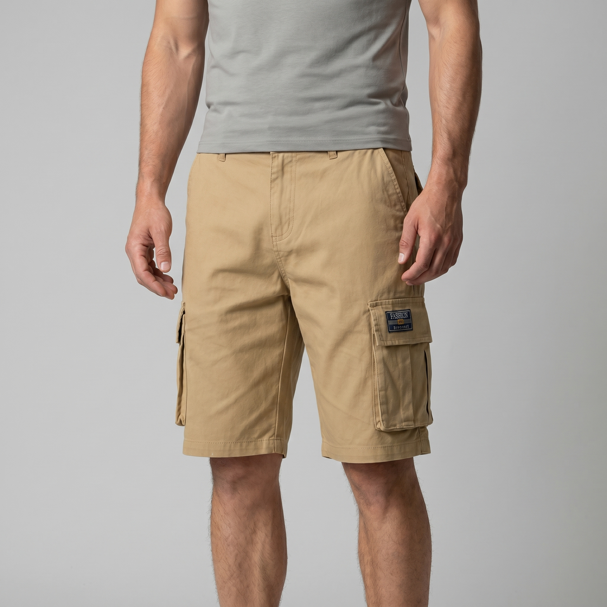 Pantalones cortos cargo para hombre, ajuste relajado, múltiples bolsillos, casual