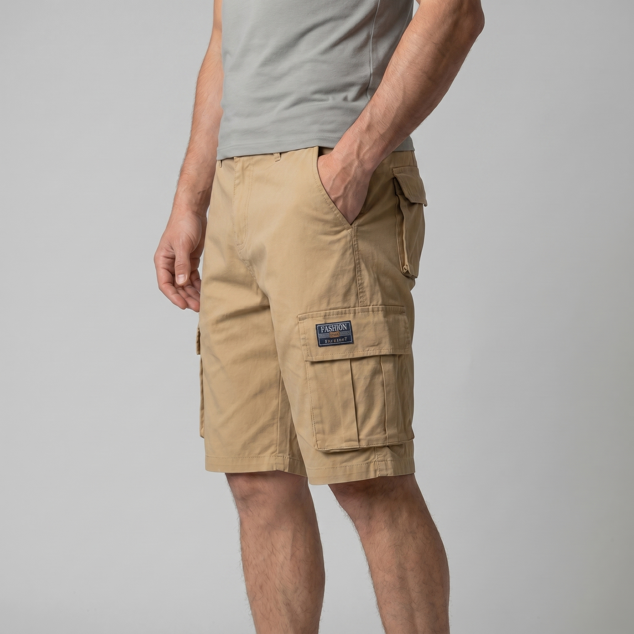 Pantalones cortos cargo para hombre, ajuste relajado, múltiples bolsillos, casual