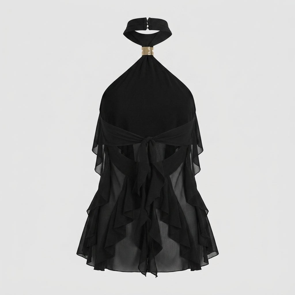 Chiffon Halter Top Dame Flæse Formelt