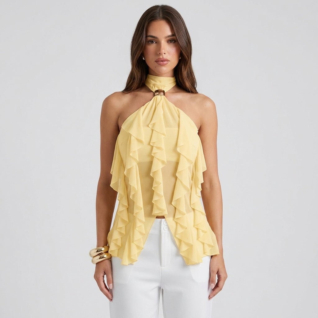 Chiffon Halter Top Dame Flæse Formelt