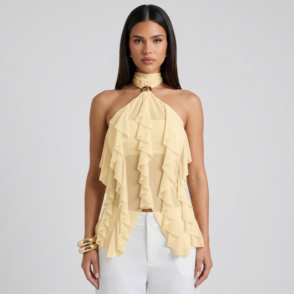 Chiffon Halter Top Dame Flæse Formelt