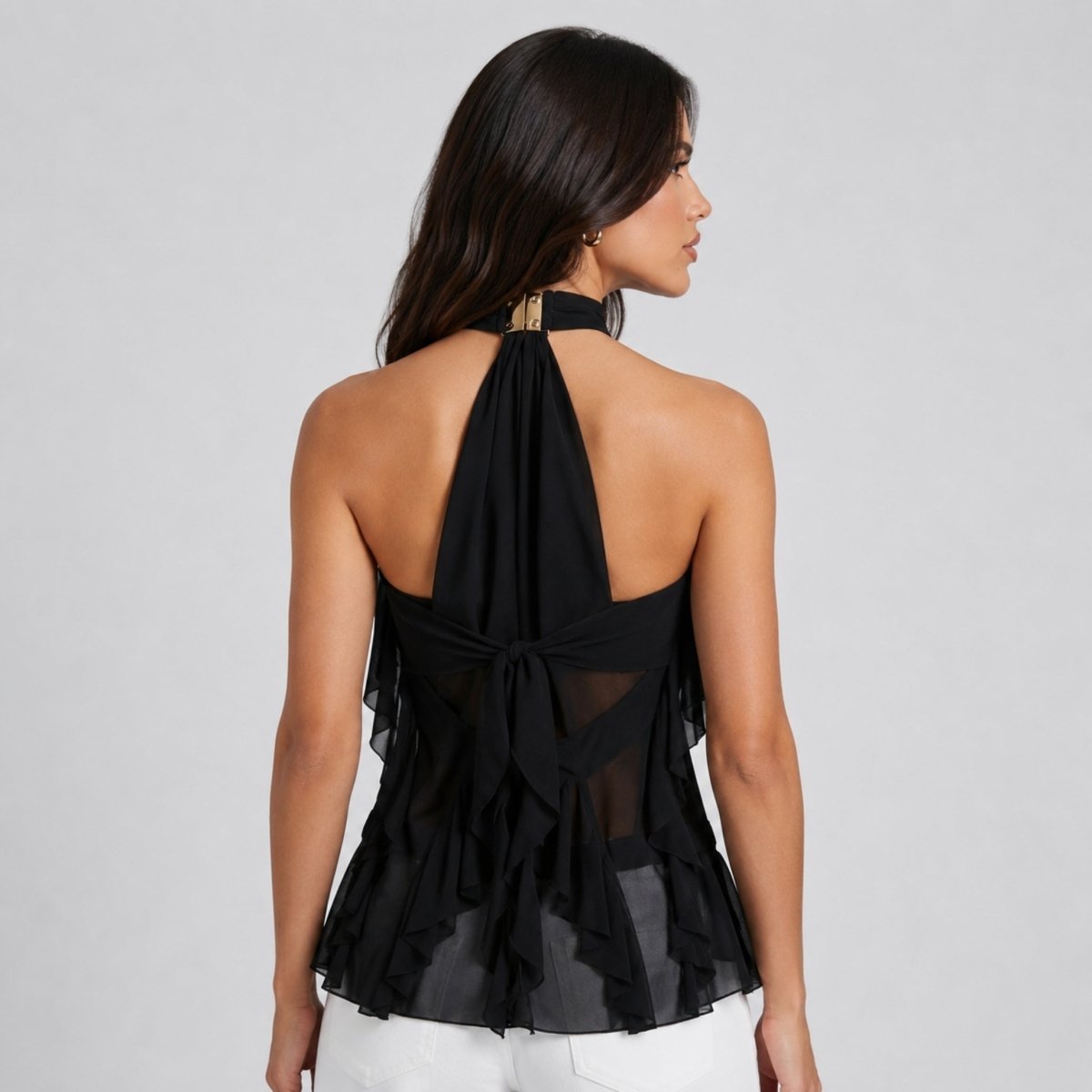Chiffon Halter Top Dame Flæse Formelt