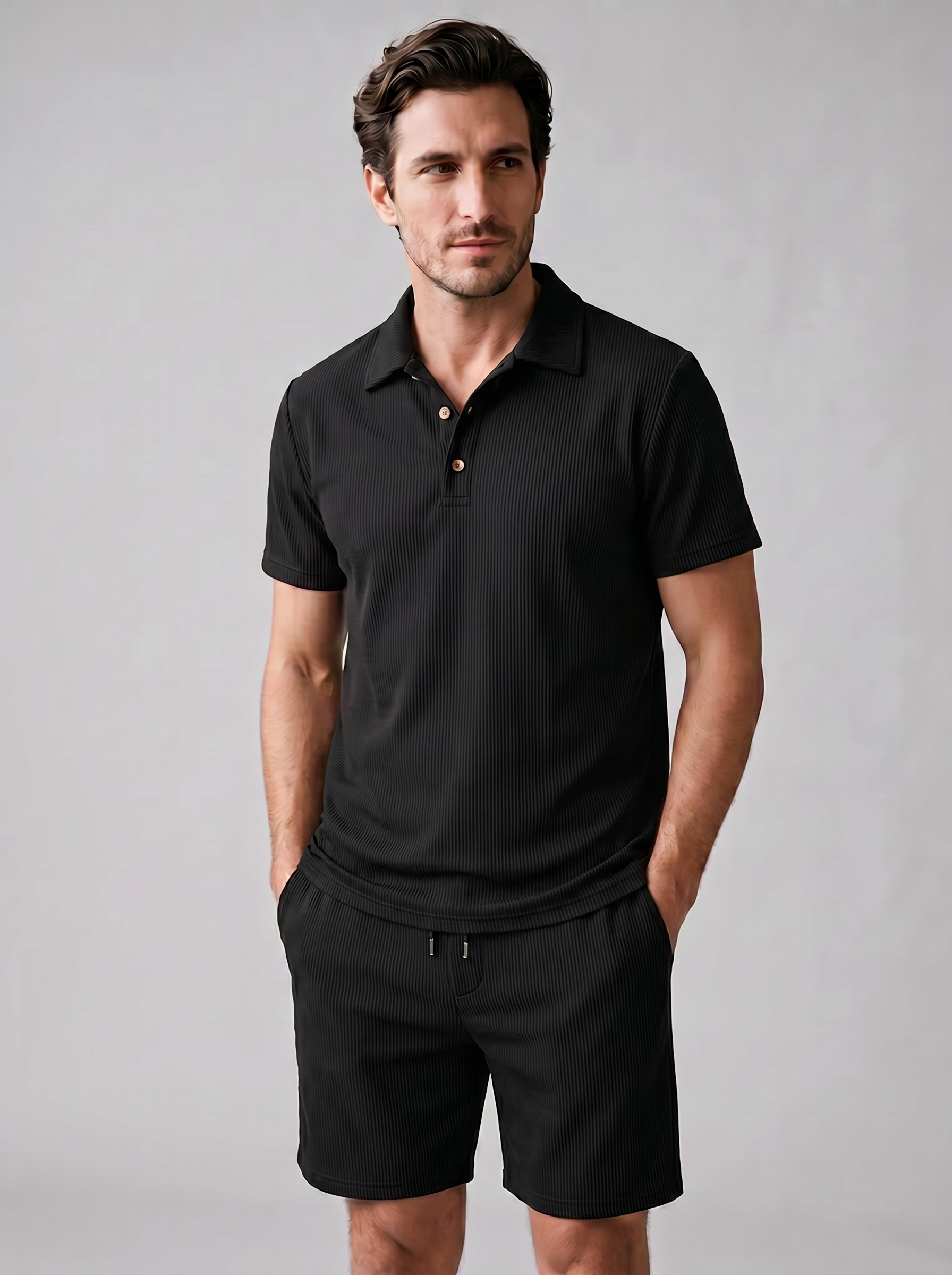 Fløjlsbukser Poloshirt og Shorts Sæt Herre Slim Fit