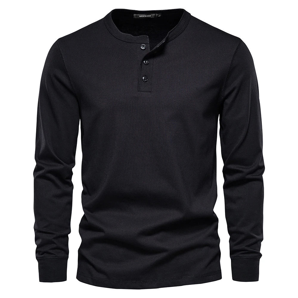 Camisa de mangas compridas para homem, botões, casual, ajuste confortável