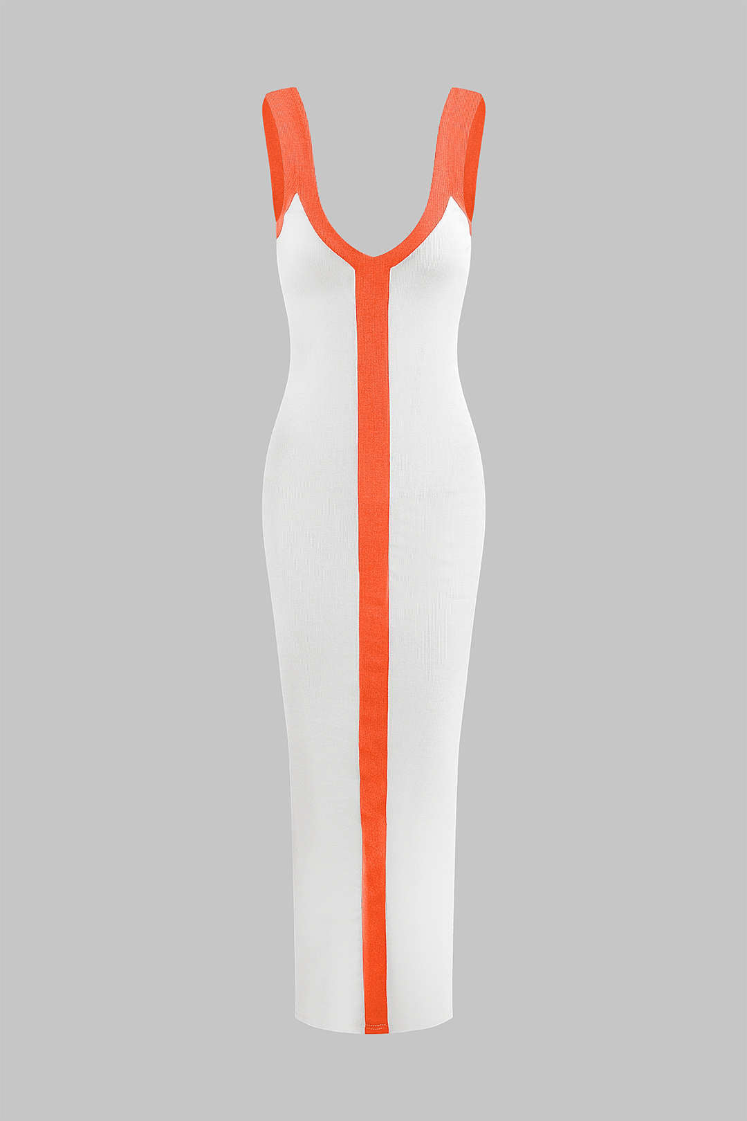 Vestido maxi de bloques de color para mujer con escote en V y abertura