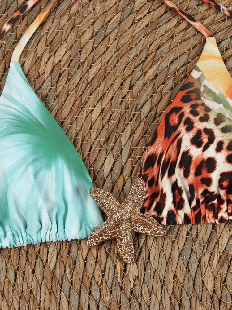 Conjunto de bikini para mujer con estampado tropical