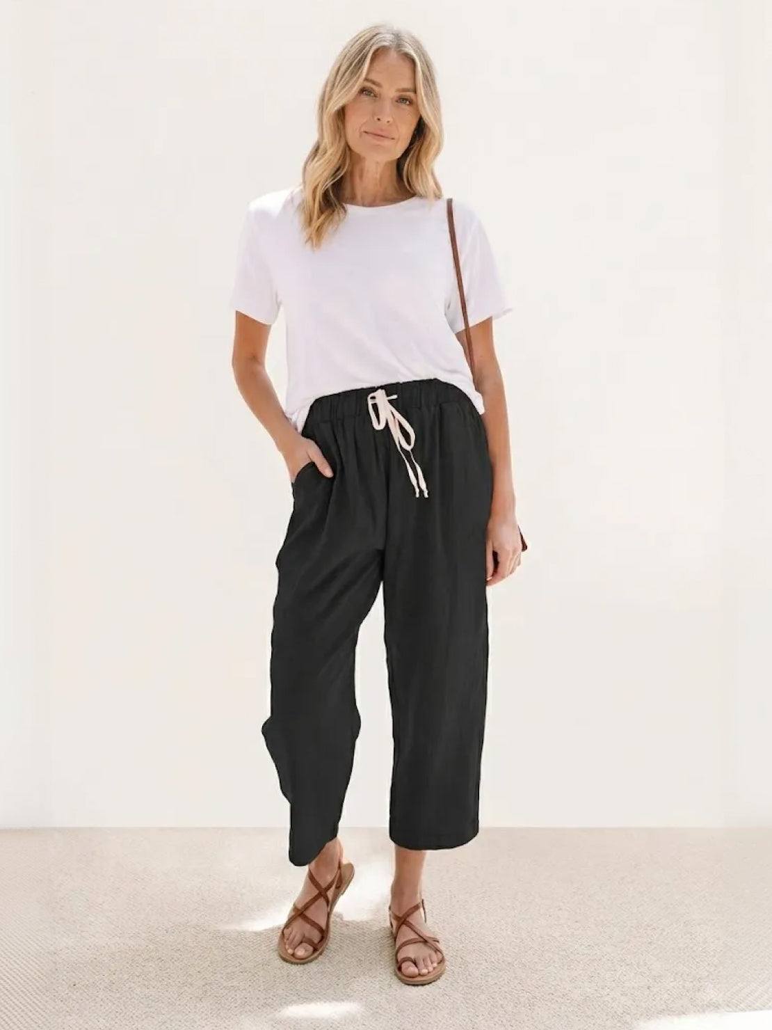 Dame Bukser Slim Fit Snøre Talje Casual Sommer