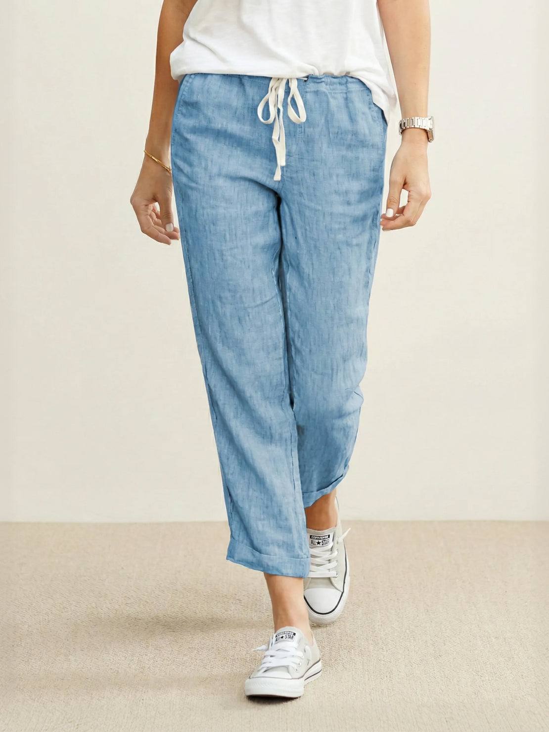 Dame Bukser Slim Fit Snøre Talje Casual Sommer