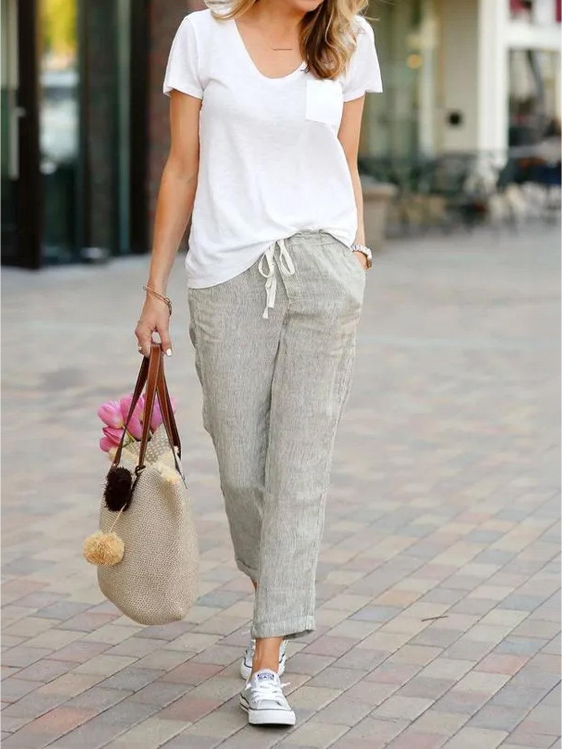 Dames Broek Slim Fit Trekkoord Taille Casual Zomer