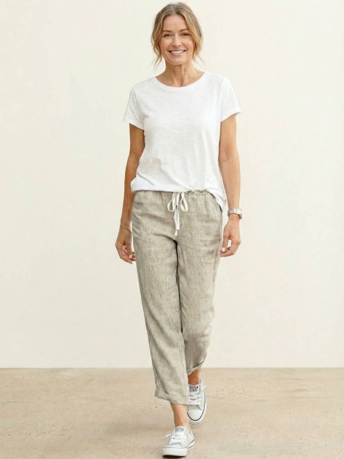 Dame Bukser Slim Fit Snøre Talje Casual Sommer