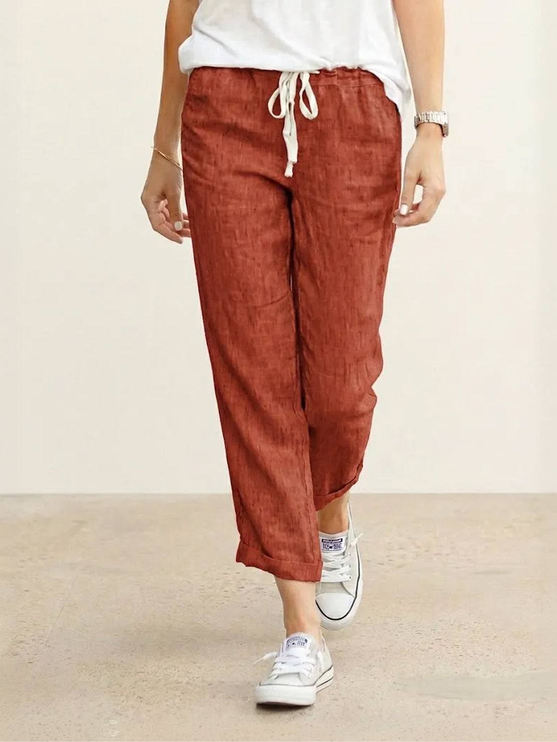 Dame Bukser Slim Fit Snøre Talje Casual Sommer