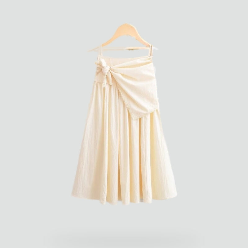 Dames Luchtige Midi Rok met Hoge Taille en Strikceintuur