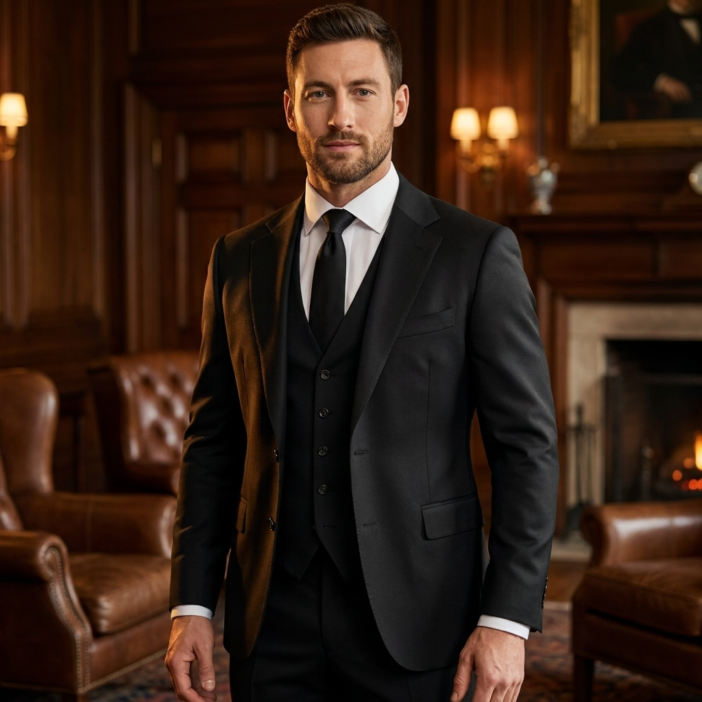 Costume trois pièces homme de luxe avec blazer, gilet et pantalon