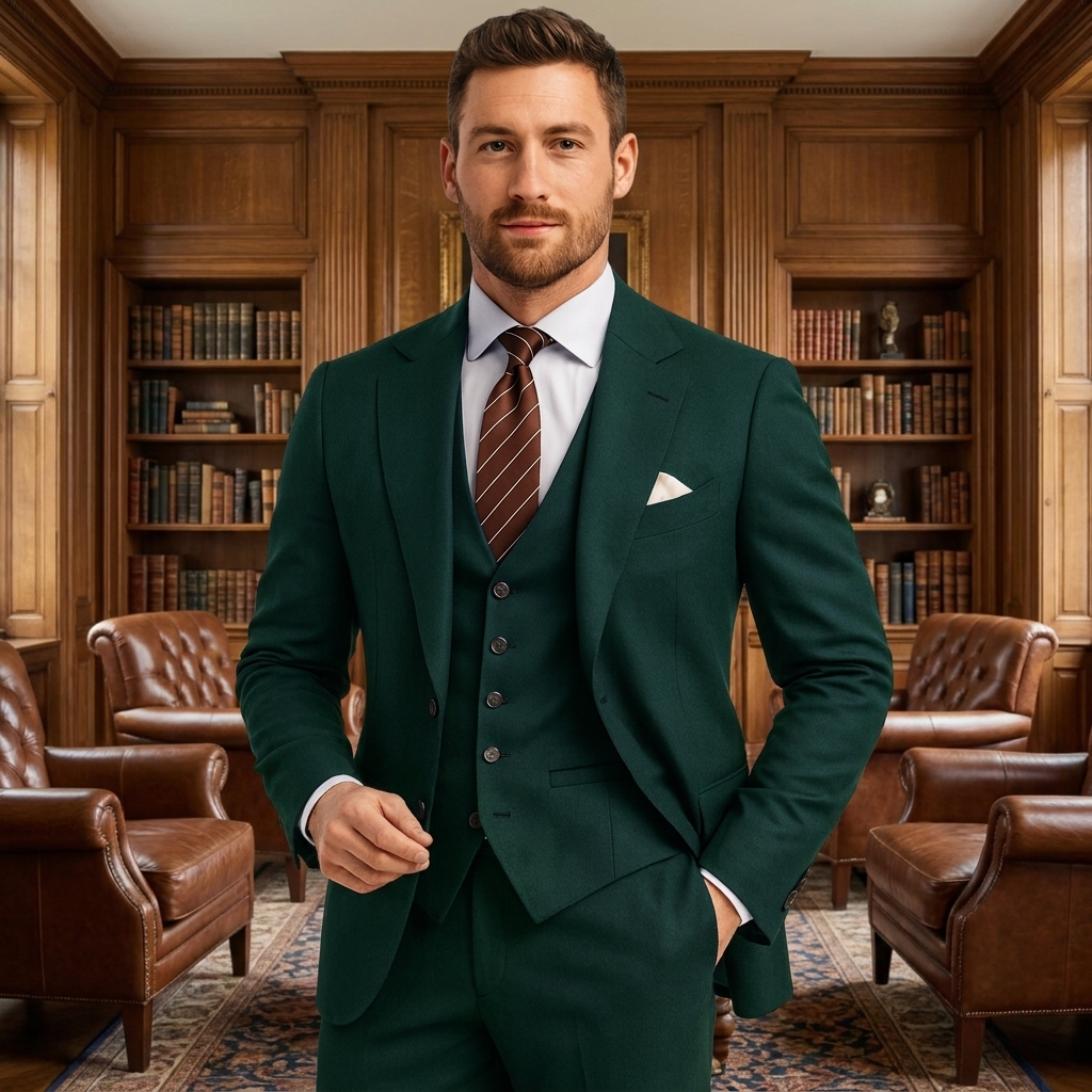 Costume trois pièces homme de luxe avec blazer, gilet et pantalon