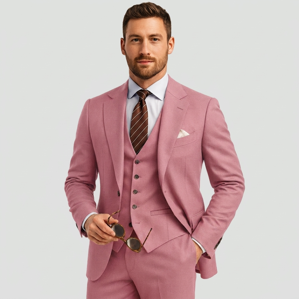 Costume trois pièces homme de luxe avec blazer, gilet et pantalon