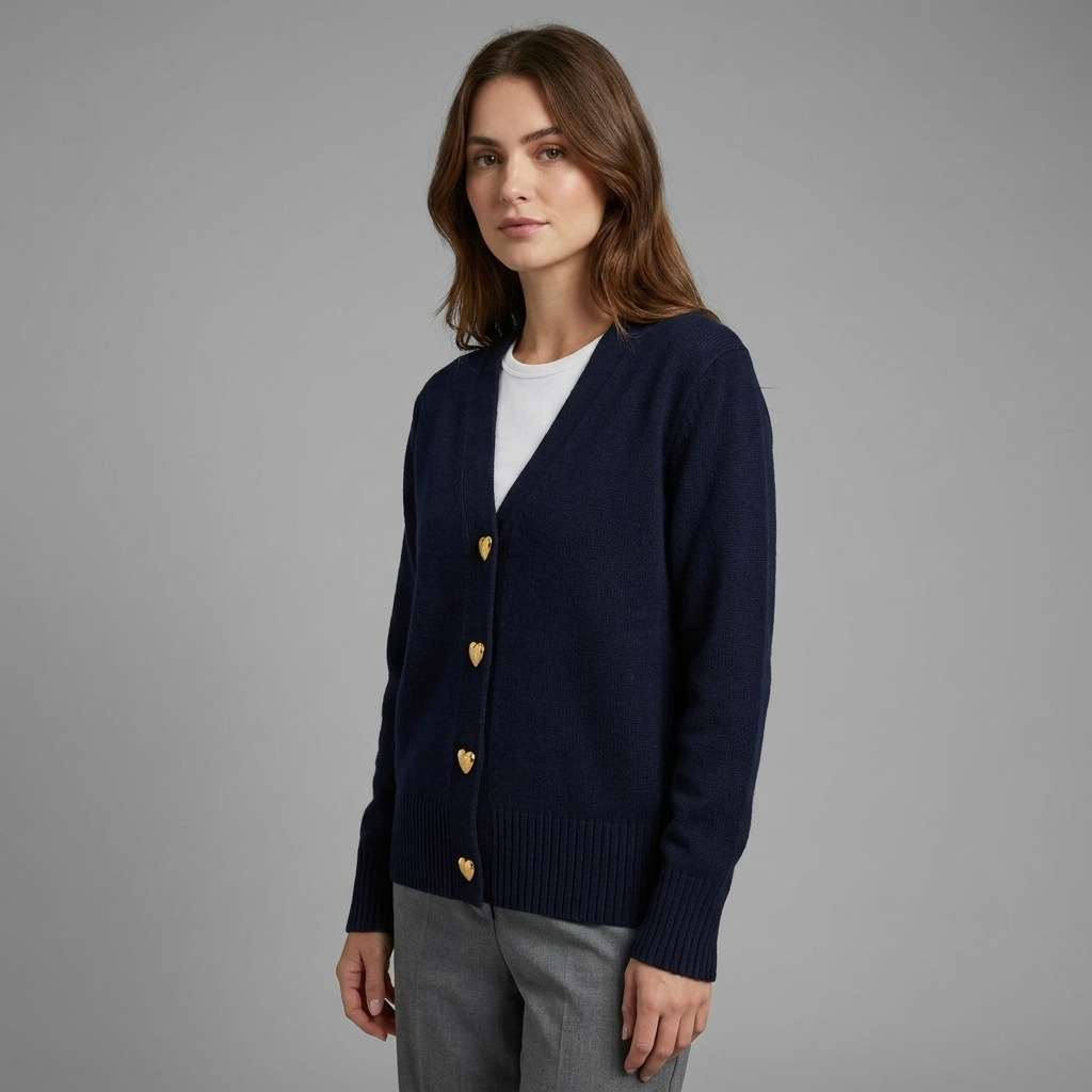 Gilet femme coupe régulière col en V fermeture à boutons manches longues décontracté automne