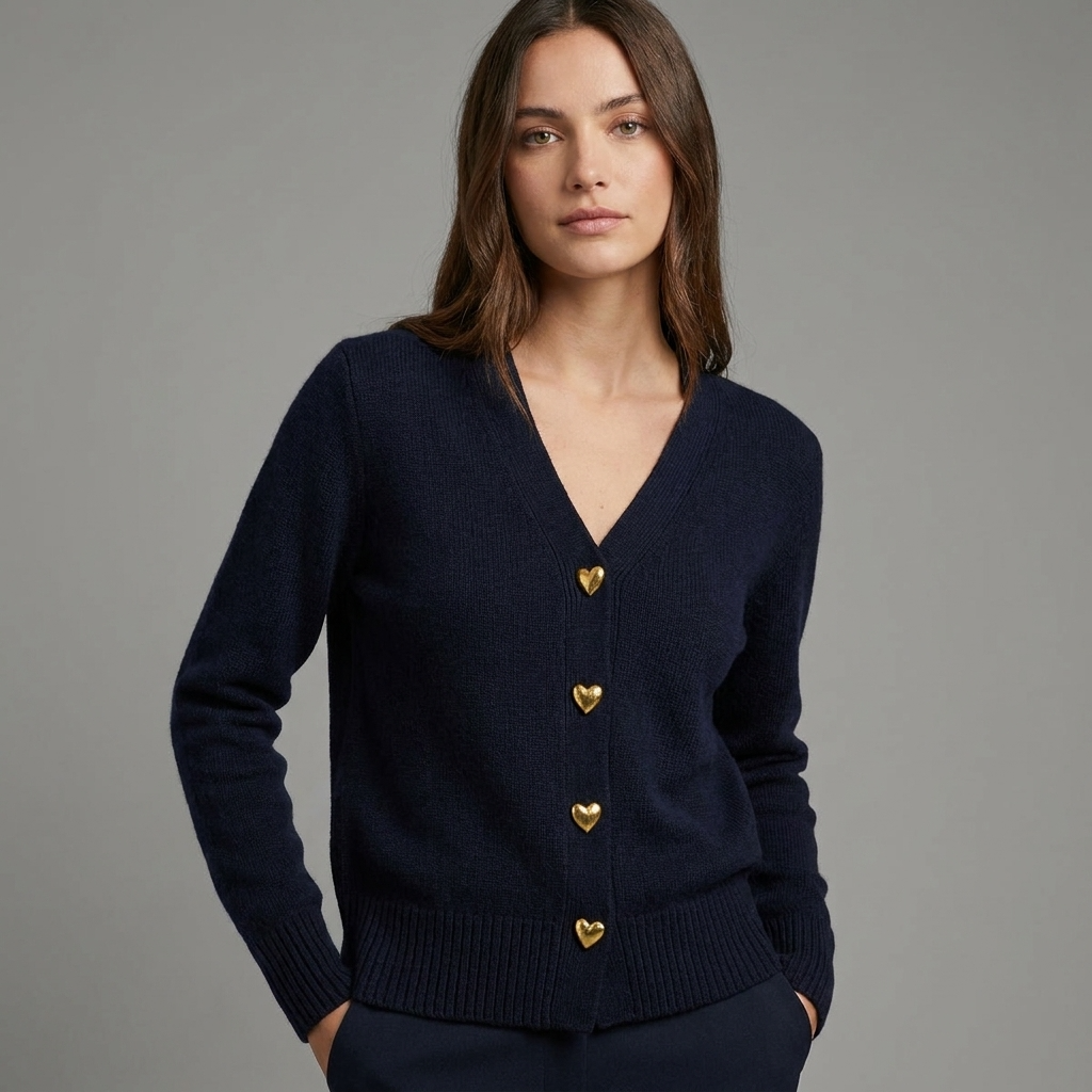 Gilet femme coupe régulière col en V fermeture à boutons manches longues décontracté automne