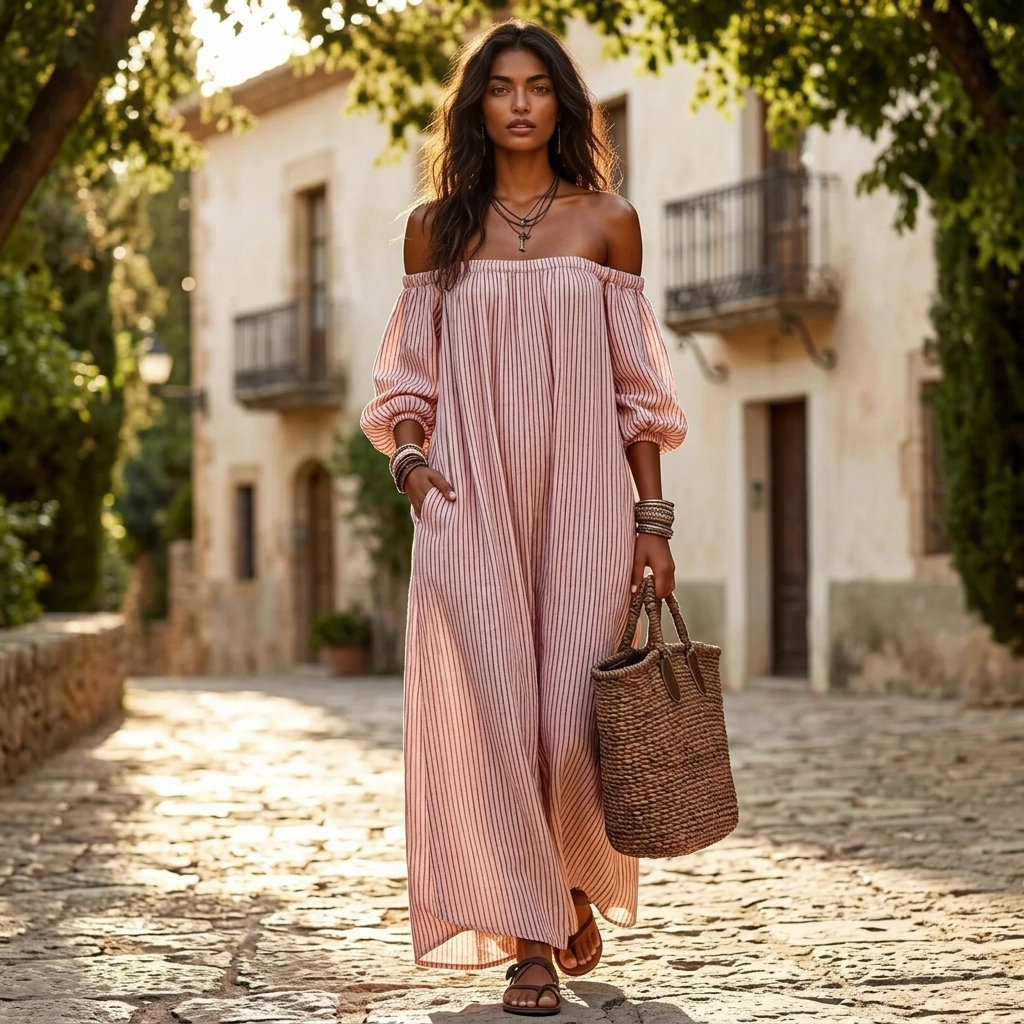 Kjole til damer oversized faldende ærmer casual
