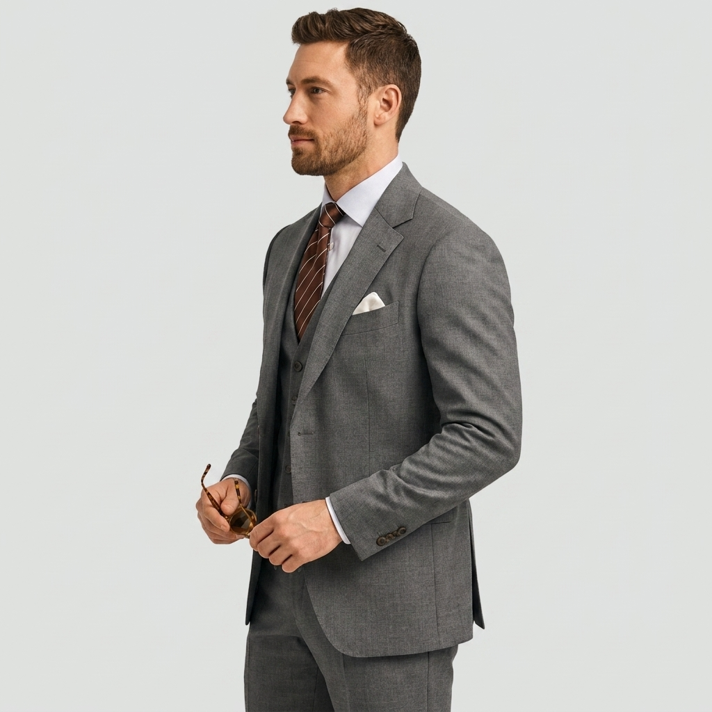 Costume trois pièces homme de luxe avec blazer, gilet et pantalon