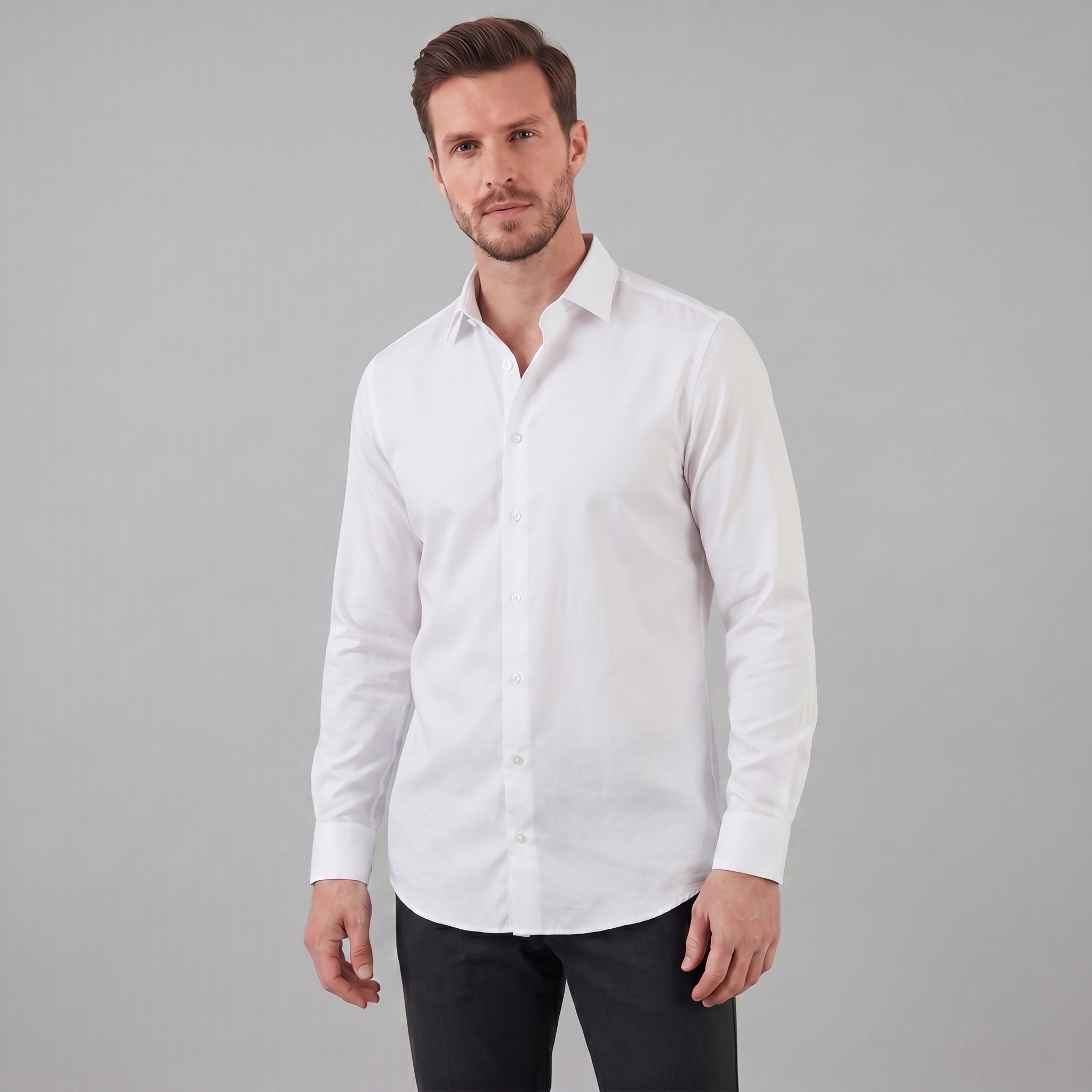 Dress Shirt Heren Slim Fit Lange Mouwen Formeel