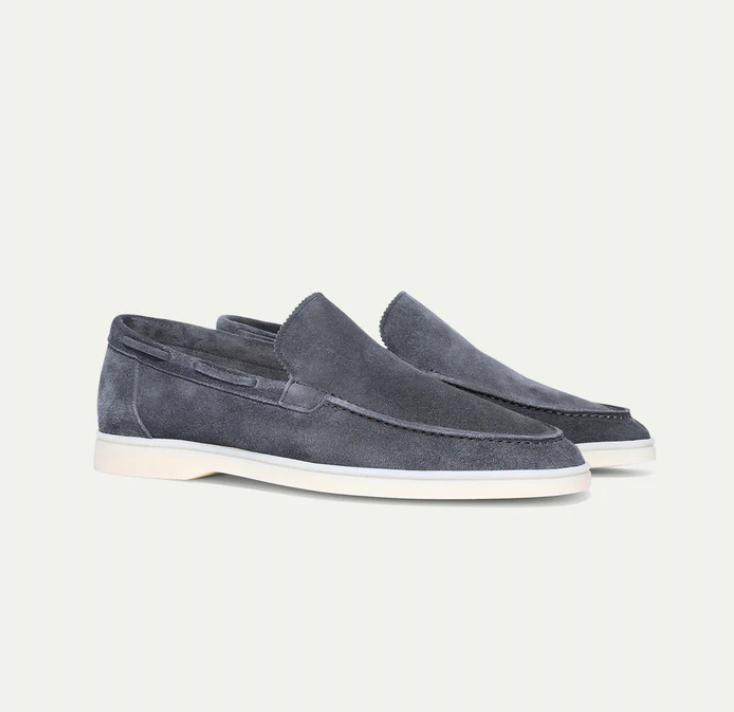Pánské kožené mokasíny Regular Fit Kulatý výstřih Casual