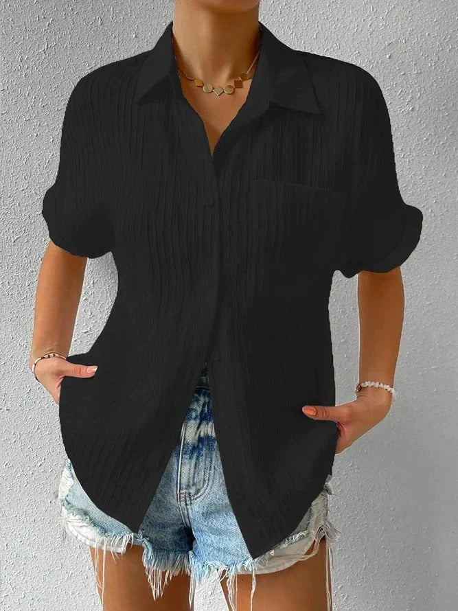 Stijlvolle Dames Blouse met Losvallende Pasvorm en Borstzak